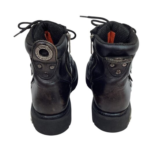 Harley-Davidson Leather Heavy Duty Motorcycle Boots Mens 9.5 Side Zip Black - Picture 6 of 14